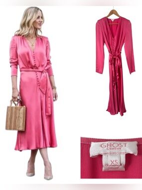 Ghost London Meryl Satin Midi Dress